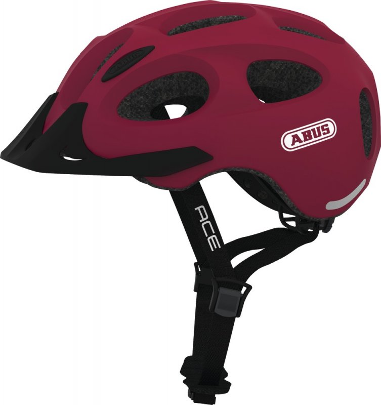 Купить Шлем Youn-I-Ace с LED фонариком, M(52-57см) с регулир., 270гр, 17 отв, сетка от насекомых, вишневый ABUS